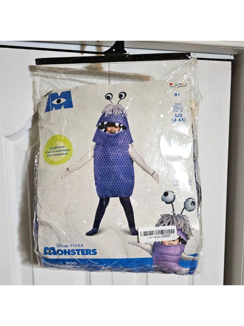 Monsters Inc Boo Deluxe Costume Halloween Disney Pixar Disguise Kids Girls 4-6X